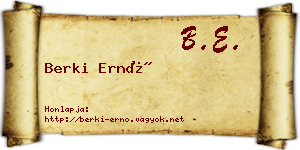 Berki Ernő névjegykártya